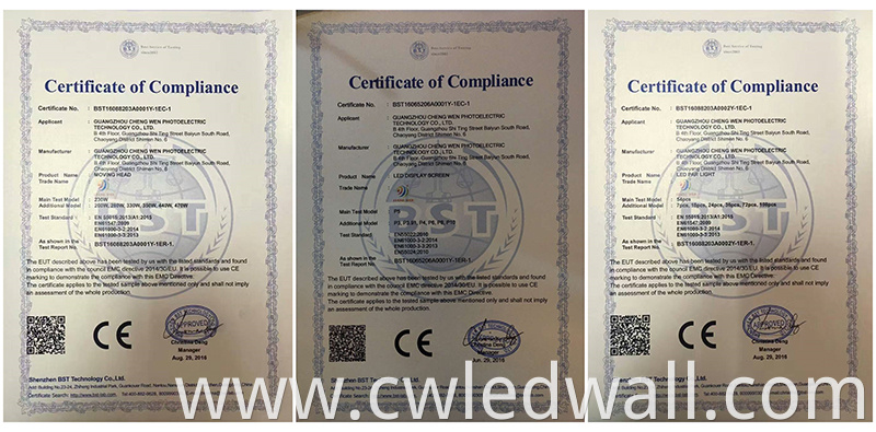 LED wall certificate CE